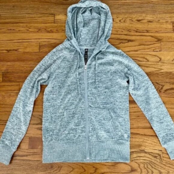 90 Degree Gray Knit Zip Up Hoodie Athleisure Sweatshirt Women’s Size Large - Picture 1 of 6
